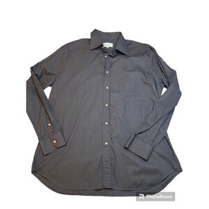 BORRIELLO NAPOLI Gray Cotton Dress Shirt Solid Made in Italy  Size 17 1/2-44